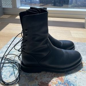 ANN DEMEULEMEESTER Black Back Lace Up Boots